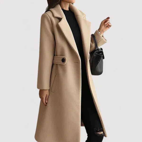 Abrigo elegante de lana con cinturón